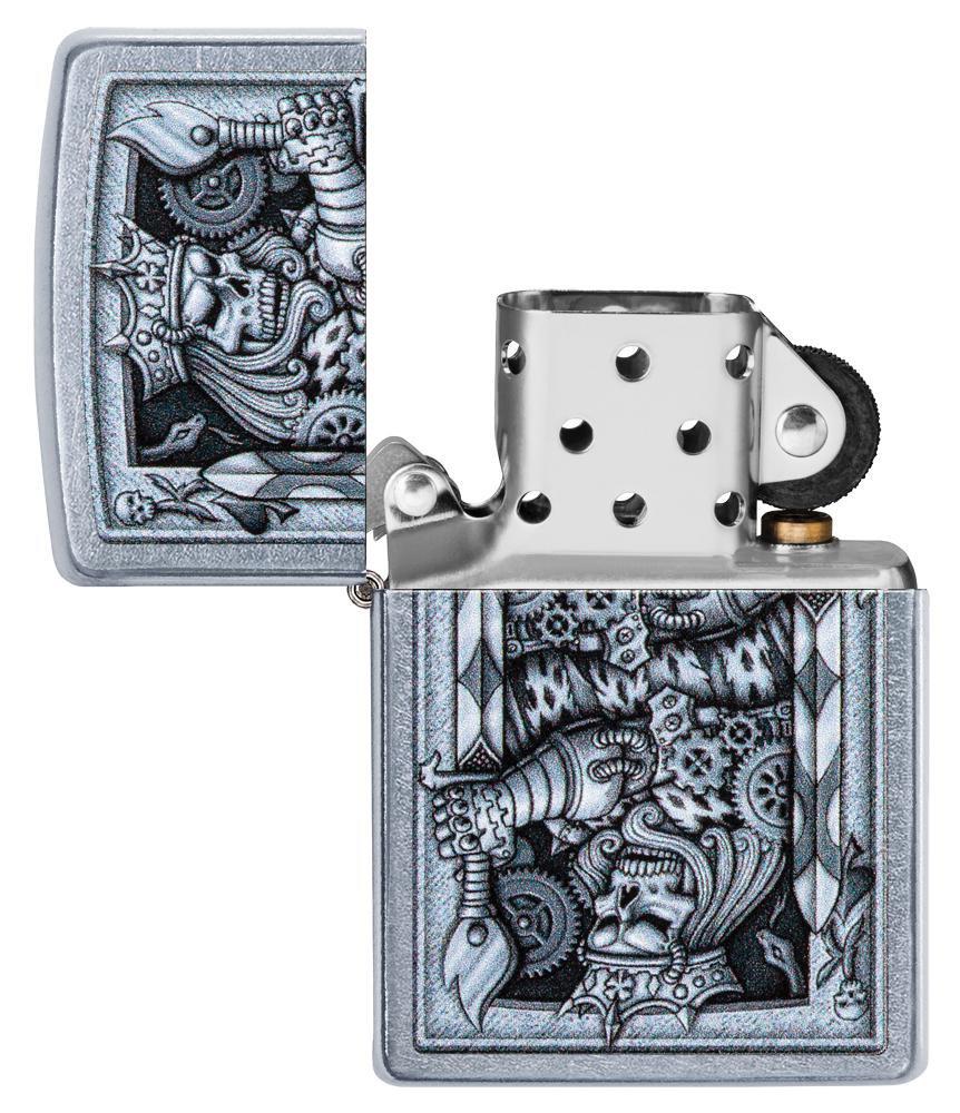 Zippo Steampunk King Spade Street Chrome Pocket Lighter Zippo